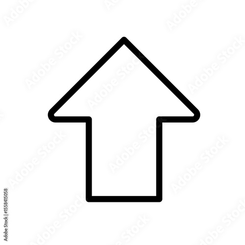 Upward thick arrow linear icon. Pointer symbolizing direction or download. Moving upwards. Process and growth. Thin line illustration. Contour symbol. Vector outline drawing. Editable stroke