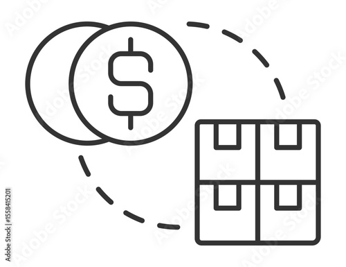 Goods and services linear icon. Business process. Selling and buying. Supply and demand. Retail industry. Thin line illustration. Contour symbol. Vector outline drawing. Editable stroke