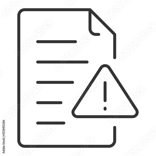File error linear icon. Document and exclamation icon. Data corruption. Digital issue. Alert symbol. Data loss risk. Thin line illustration. Contour symbol. Vector outline drawing. Editable stroke