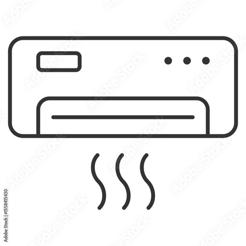 AC unit linear icon. Air conditioning. Indoor climate control. HVAC at home. Cooling and heating equipment. Thin line illustration. Contour symbol. Vector outline drawing. Editable stroke