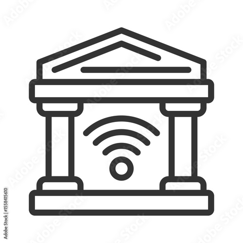 Smart government pixel perfect linear icon. Governance system, public service. Administrative process, innovation. Thin line illustration. Contour symbol. Vector outline drawing. Editable stroke