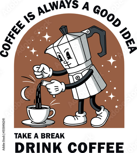 Coffee design. Hand-drawn vector graphics for t-shirt prints, posters and other uses