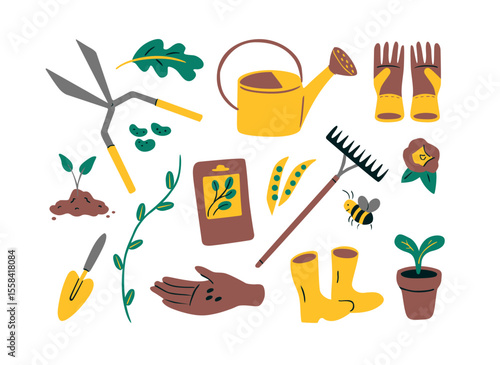 set of gardening tools