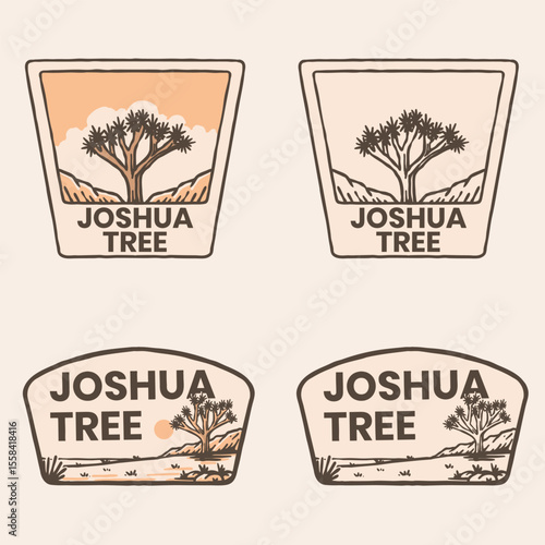 Joshua Tree National Park Vintage Badge Set - Vector Illustration