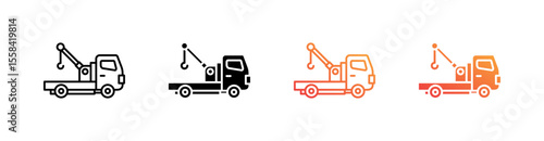 Tow Truck Multiple Style Icon Set 