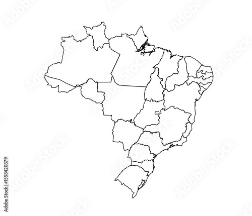 Brazil Outline Map with States - Editable Vector