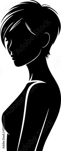 woman pixie cut hairstyle silhouette.eps