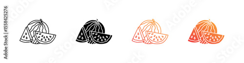 Watermelon Multiple Style Icon Set 