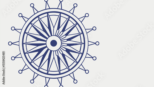Illustration of a stylized blue compass rose with radiating lines and circular markers around the perimeter
