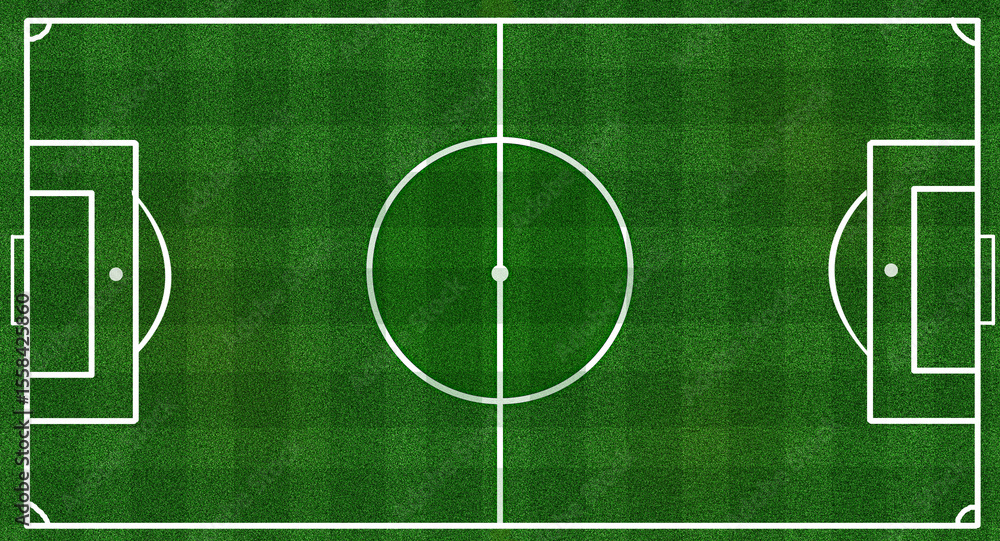 Φωτογραφία full size green soccer or football field green pitch cross design white center c