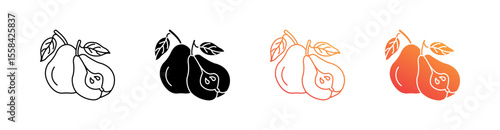 Pear Multiple Style Icon Set 