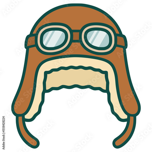 aviator hat safety accessories flat color vector illustration template design