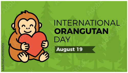 international orangutan day poster banner information flat color vector illustration template design