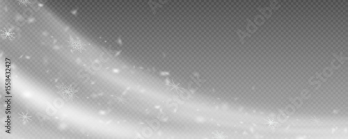 Winter background with falling snowflakes isolated on transparent background, vector png. Snowfall, blizzard, snow storm, snow hurricane. Snowflakes.	
