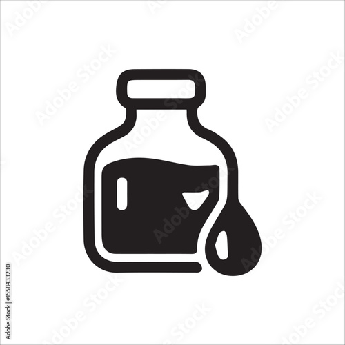 Bottle with Liquid and a Drop Black Icon for Science Healthcare and Beauty Products