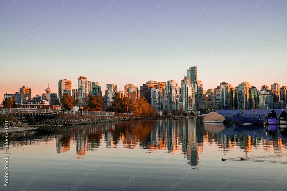 Vancouver skyline with waterfront reflections Vancouver skyline with waterfront reflections