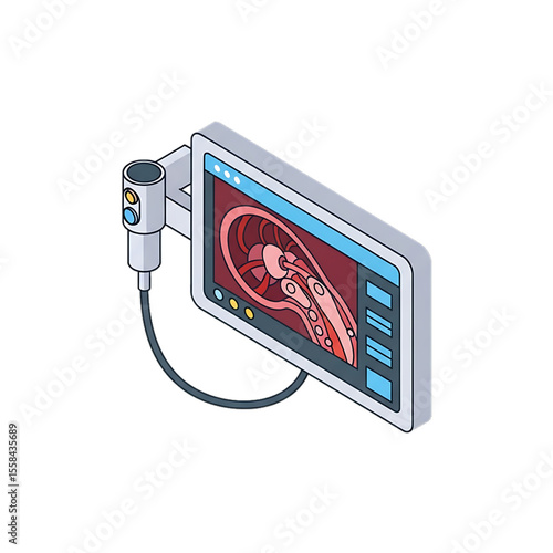 Ultrasound monitor showing internal organs.