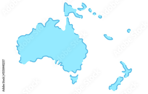 Stylized map of the continent of Oceania in a simple style