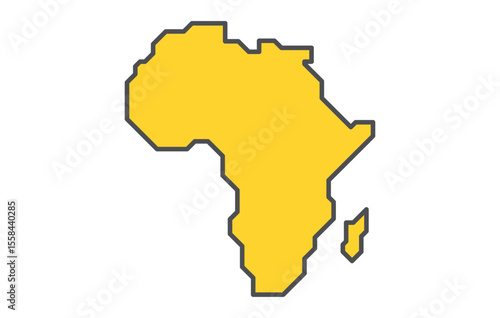 A stylized map of the continent of Africa in a simple style