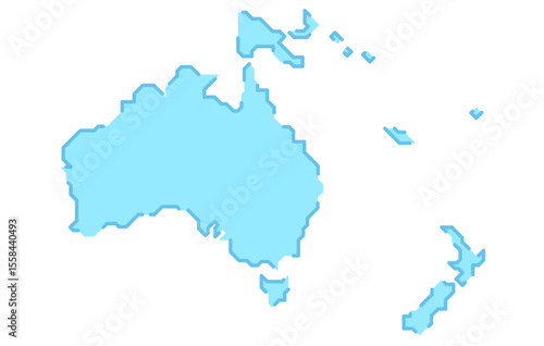 Stylized map of the continent of Oceania in a simple style