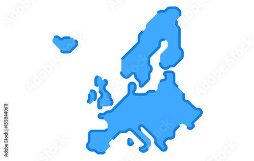 Stylized map of the continent of Europe in a simple style