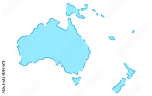 Stylized map of the continent of Oceania in a simple style