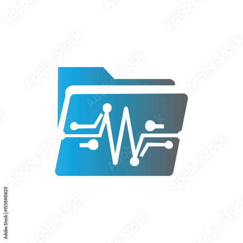 Digital file management and data technology icon