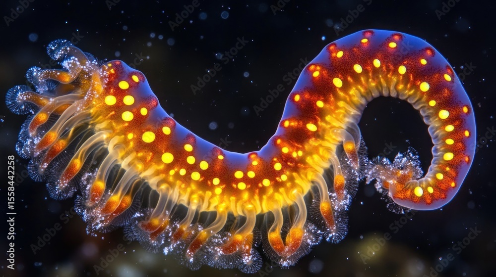 Glowworm, vibrant colours, sea creature Glowworm, vibrant colours, sea creature
