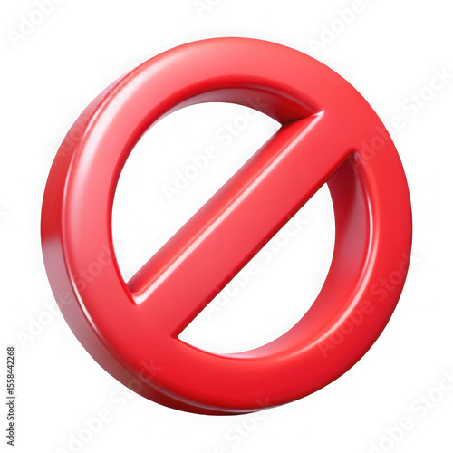 3d illustration of red no sign isolated on transparent background