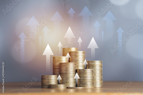 Fotografie Basic concepts of finance and financial technology about business prosperity and