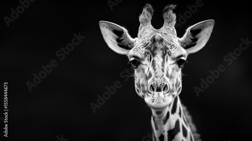 A close-up portrait of a giraffe with gentle eyes.