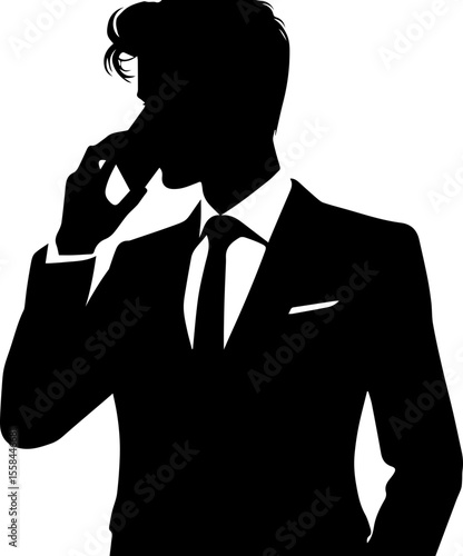Businessman making a phone call while dressed in a suit  