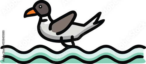 ducky, waterfowl, bird, yellow and black, cartoon, digital art, minimalist illustration
