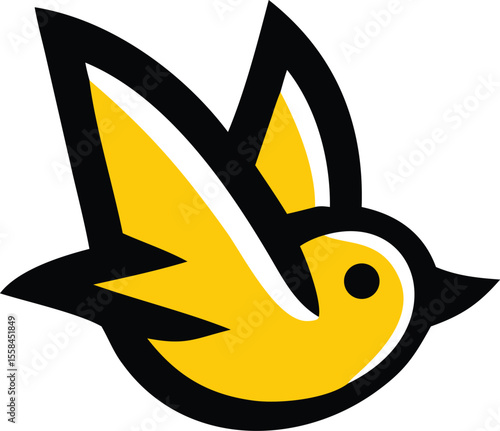 ducky, waterfowl, bird, yellow and black, cartoon, digital art, minimalist illustration

