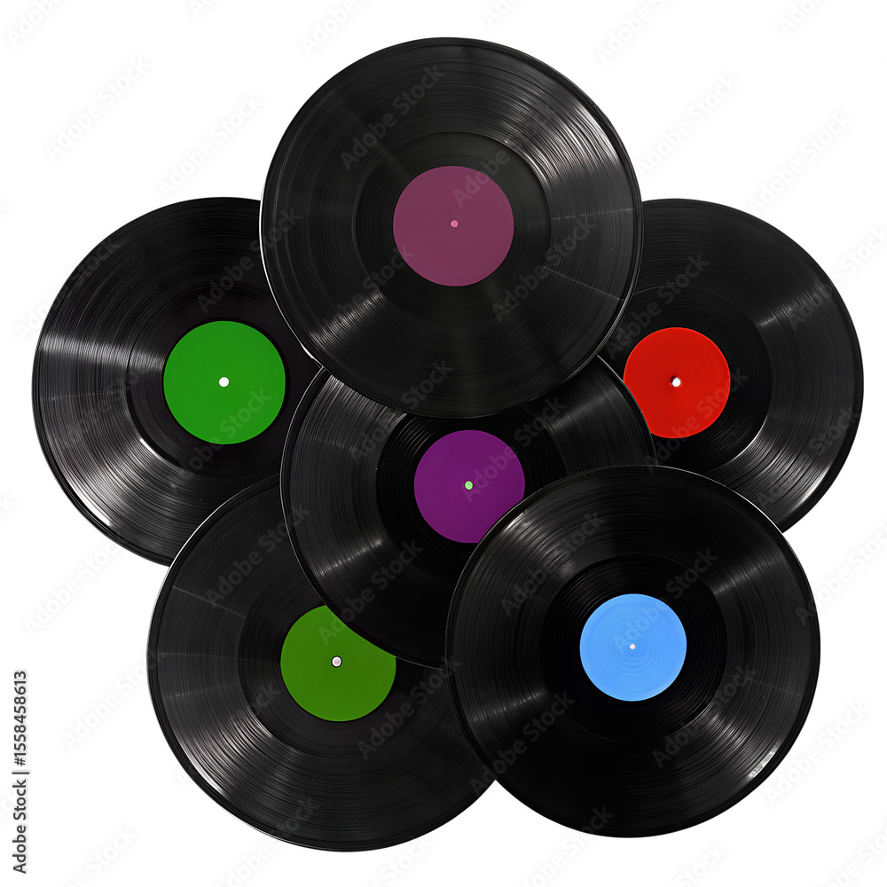 Vinyl records on white Vinyl records on white