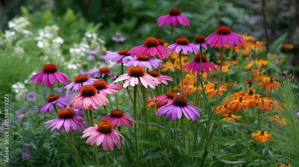 Echinacea Blossoms in Healing Herb Garden Echinacea Blossoms in Healing Herb Garden