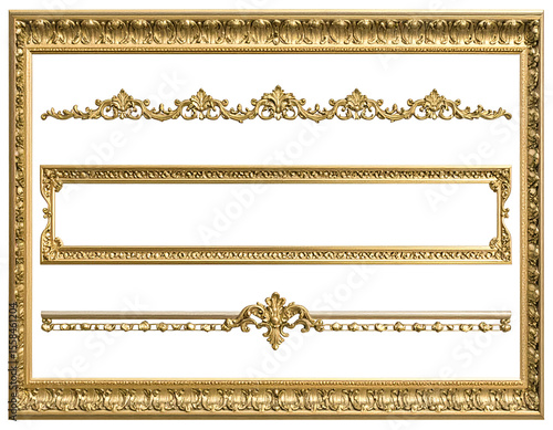 Opulent golden frames and exquisite decorative elements display classic elegance and intricate craftsmanship.