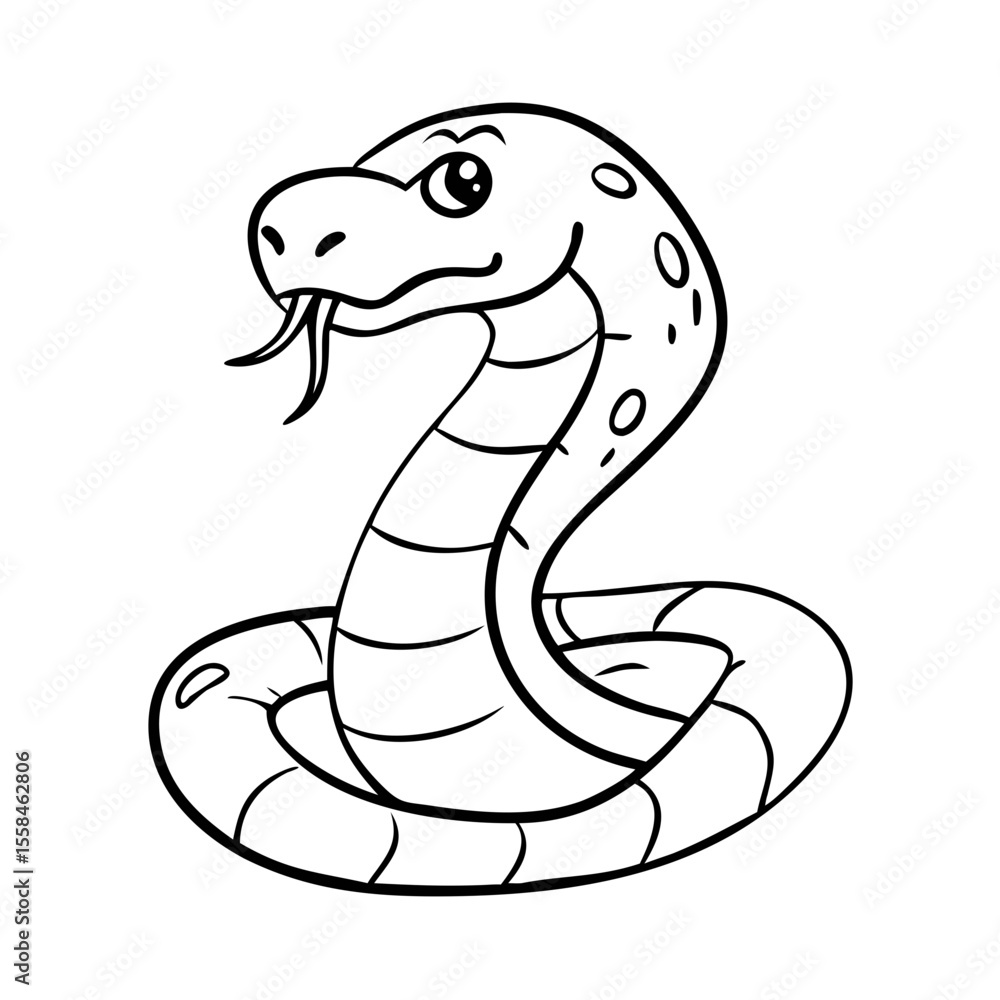 Fototapeta premium Carton hand drawn snake outline illustration 