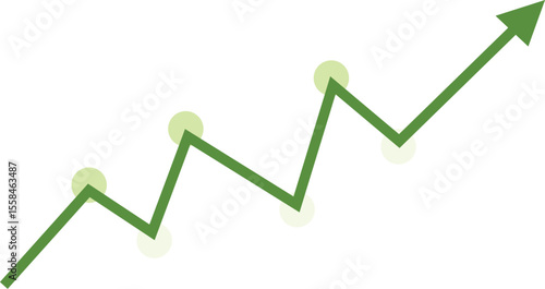 Rising success business growth chart with green upward trending arrow line vector