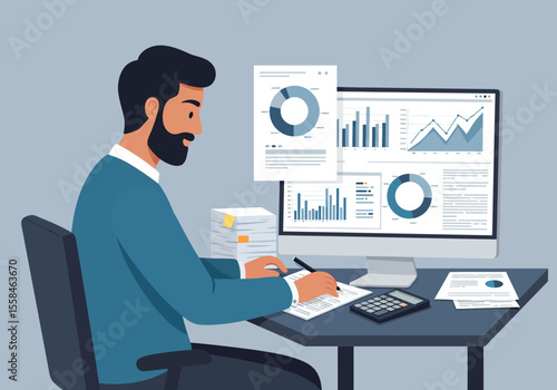 businessman working on computer