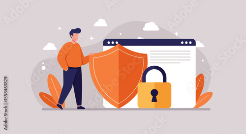 illustration with cyber security concept