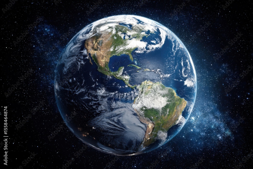 Vibrant earth globe visuals highlighting the beauty of north and south america from space, ideal for educational materials and creative endeavors focused on environmental themes Vibrant earth globe visuals highlighting the beauty of north and south america from space, ideal for educational materials and creative endeavors focused on environmental themes