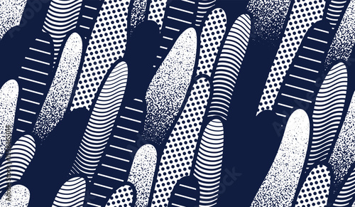 Abstract vector seamless pattern, endless motif background of some plants biology theme, tiling art with biology organisms look like shapes.
