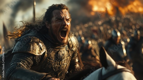 Wallpaper Mural Epic battle scene of warriors clashing medieval battlefield action film still dramatic environment close-up viewpoint Torontodigital.ca