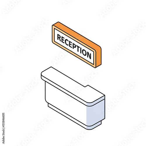 Reception counter with signage for healthcare facilities.
