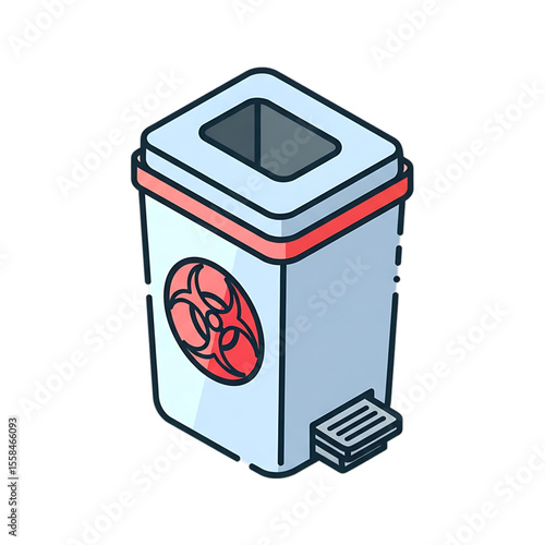 Biohazard waste bin for medical disposal.