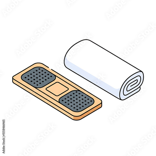 Medical bandage and gauze roll.