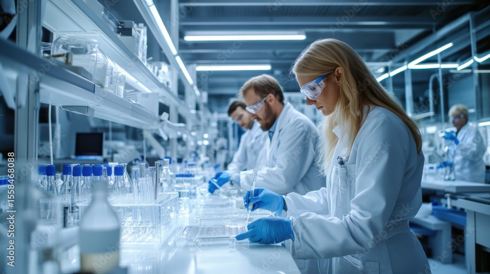 Research experiment conducting scientists in laboratory modern lab environment scientific study close-up view Research experiment conducting scientists in laboratory modern lab environment scientific study close-up view