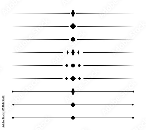 Decorative divider lines set. Abstract geometric minimal border text separator vector lines