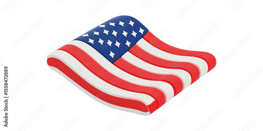 Fototapeta premium 3D Of American Flag In Wave Form. Symbol Of Patriotism And National Pride Isolated On Transparent Background